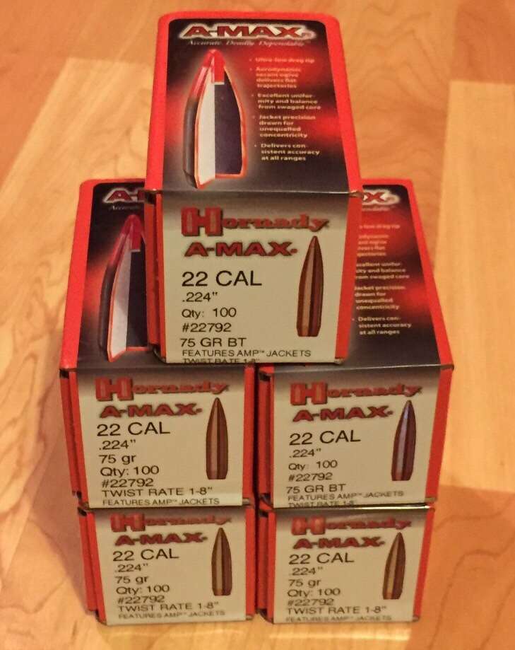 hornady .22 cal (.224)  75gr  A-Max OUT OF STOCK