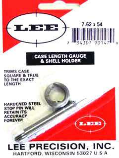 Lee case length gauge and shell holder for 7.62 x54 Russian